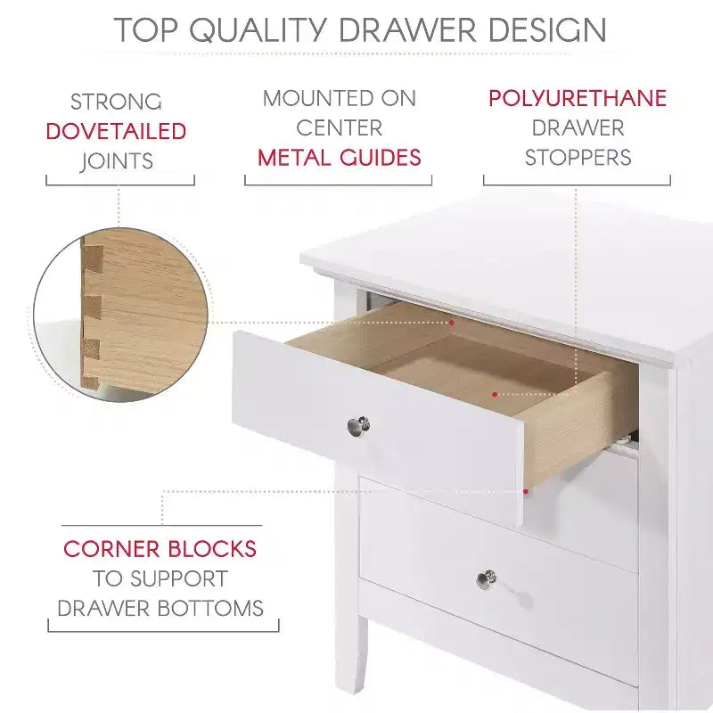 Comodino con 1 cassetto, finitura rovere, 66 cm A x 61 cm L x 46 cm P