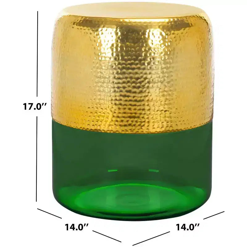 Tavolino rotondo d'accento – Oro Champagne e Verde
