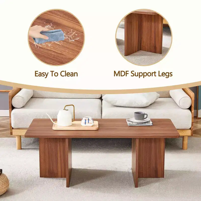 Tavolino da caffè in MDF con base a cavalletto, 113,8 cm L x 59,9 cm P x 39,9 cm H