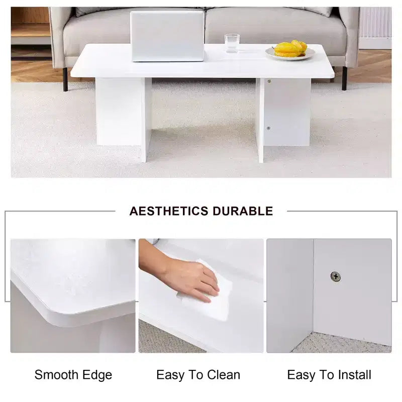 Tavolino da caffè in MDF con base a cavalletto, 113,8 cm L x 59,9 cm P x 39,9 cm H
