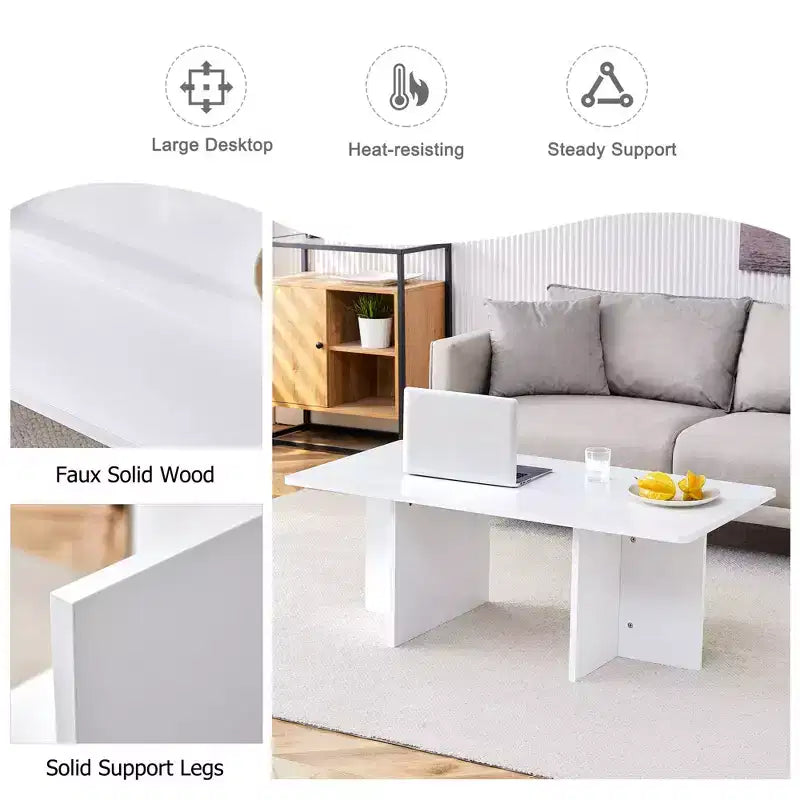 Tavolino da caffè in MDF con base a cavalletto, 113,8 cm L x 59,9 cm P x 39,9 cm H