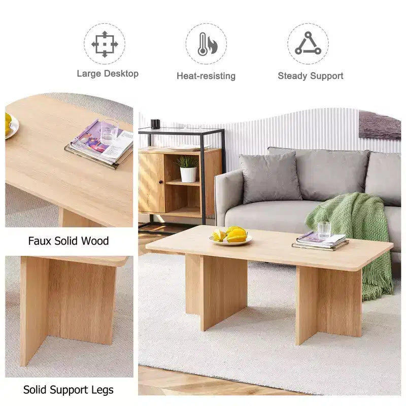 Tavolino da caffè in MDF con base a cavalletto, 113,8 cm L x 59,9 cm P x 39,9 cm H