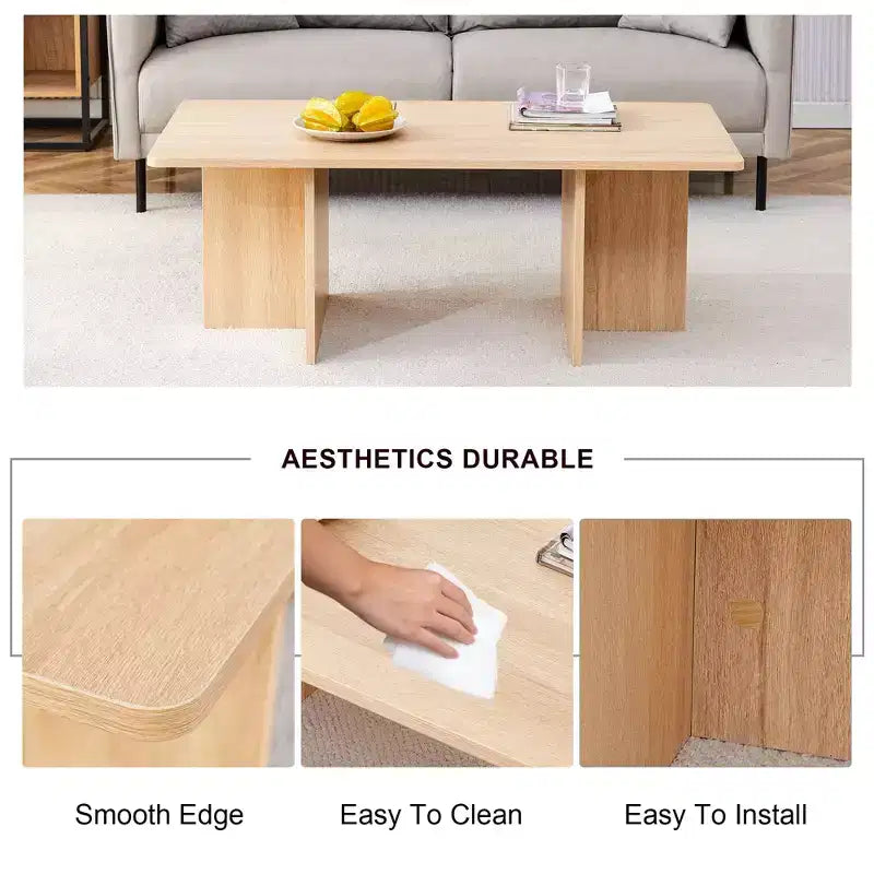 Tavolino da caffè in MDF con base a cavalletto, 113,8 cm L x 59,9 cm P x 39,9 cm H