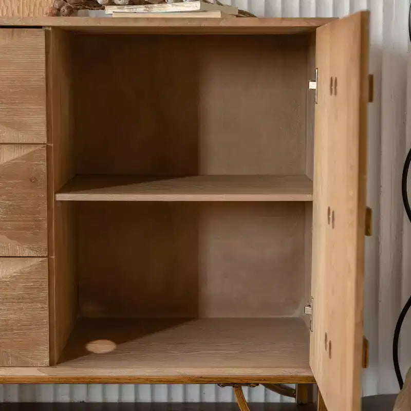 Credenza in legno con 3 cassetti e 2 ripiani, 151 cm