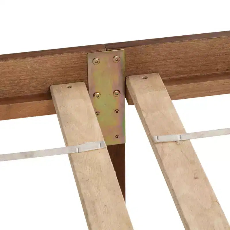 Letto a piattaforma Queen Pine in legno con pediera a pannelli, marrone