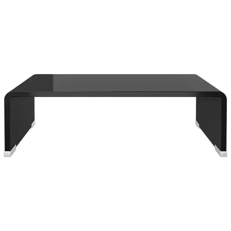 Supporto TV e Rialzo Monitor in Vetro Temperato Nero, 15.7"L x 39.4"P x 4.3"H