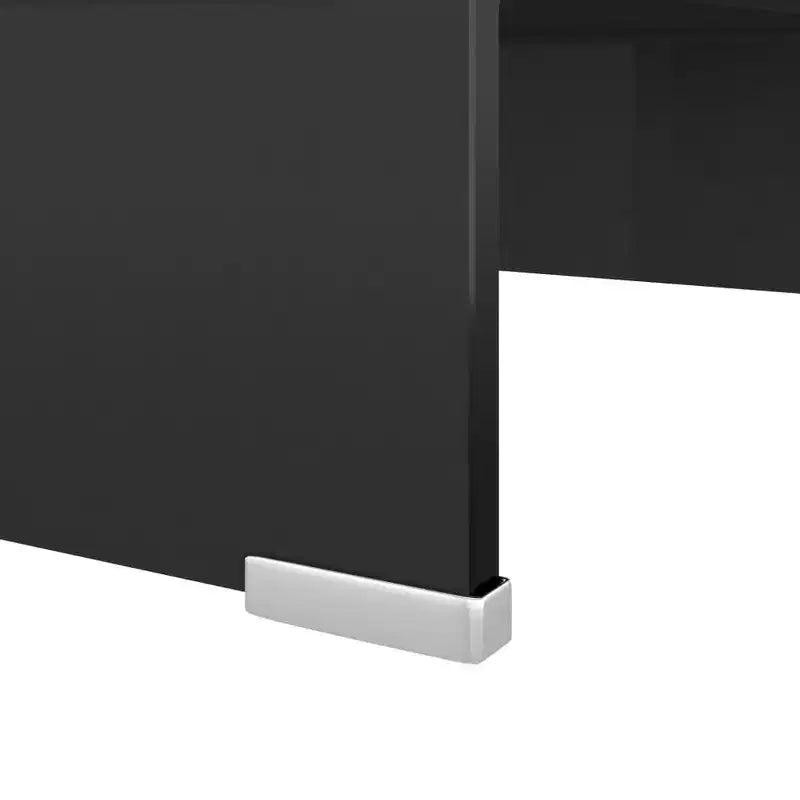 Supporto TV e Rialzo Monitor in Vetro Temperato Nero, 15.7"L x 39.4"P x 4.3"H