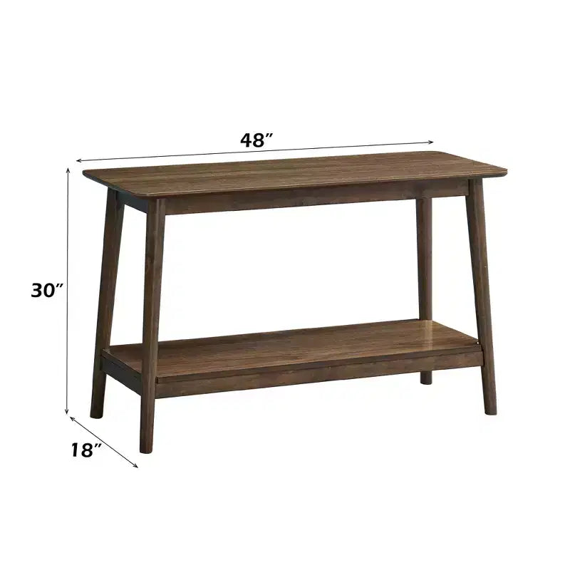 Consolle moderna da 48" in legno massello di caucciù con ripiano contenitore