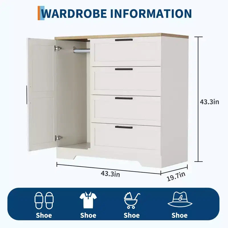 Mobile contenitore in legno di acacia con cassetto e anta