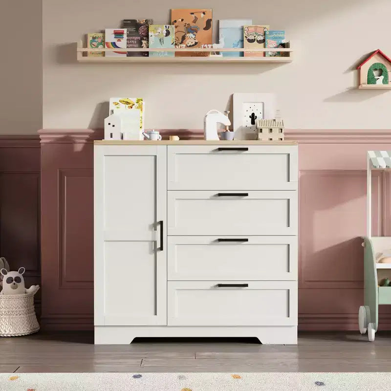 Mobile contenitore in legno di acacia con cassetto e anta