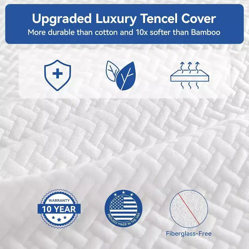 Materasso in Memory Foam a Doppia Faccia da 20/25 cm con Rivestimento in Tencel, Tè Verde Rinfrescante e Gel, Certificazione CertiPUR-US