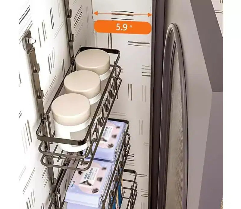 Organizzatore pensile da porta con cestini rimovibili, Scaffale in metallo a 3/4/5 livelli