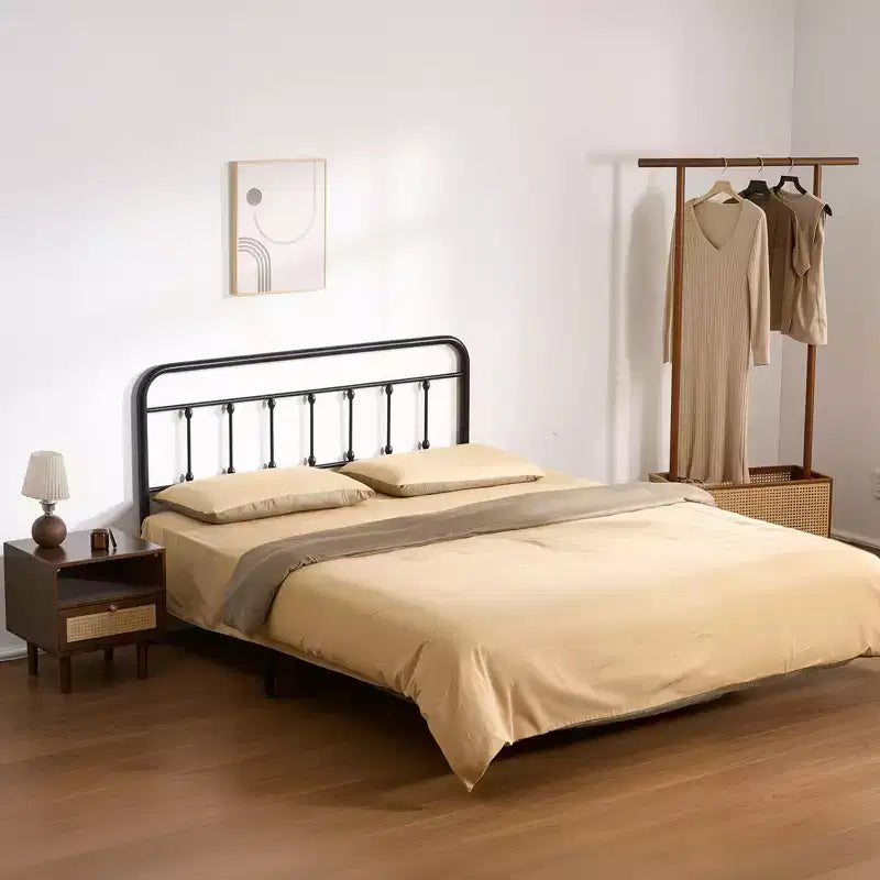 Testiera in metallo Queen Size con altezza regolabile, Nera, 151,5 cm L x 103 cm H
