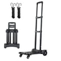 VEVOR Folding Hand Truck, 290 lbs Load Capacity, Collapsible Luggage Cart with 4 Wheels, 2 Elastic Ropes & Expandable Base, Black