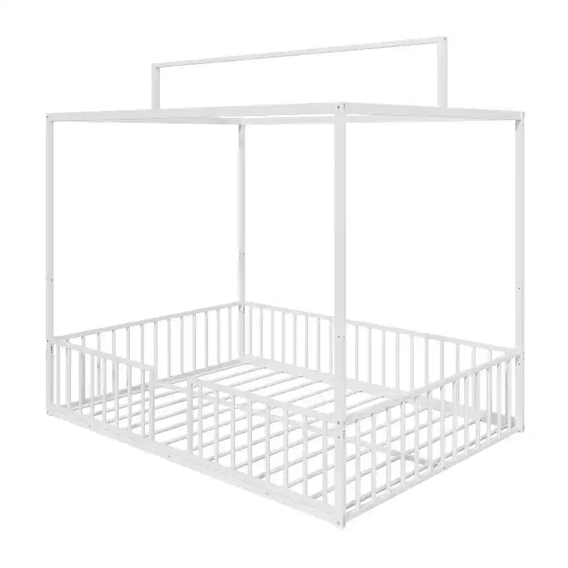 Letto per bambini 3-in-1 Moderno Minimalista con Telaio a Baldacchino e Doghe in Metallo, Misura Singola e Doppia
