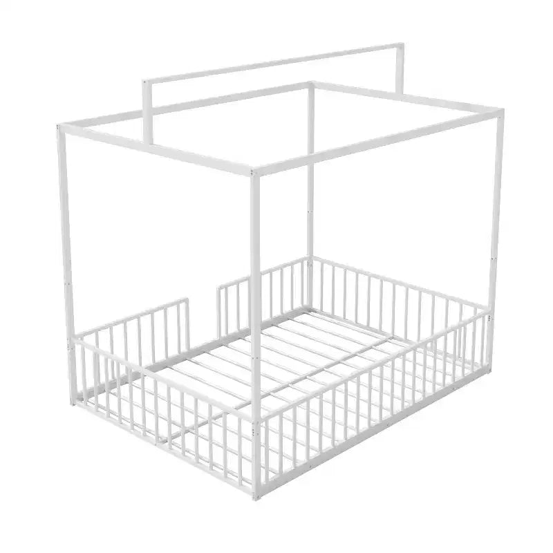 Letto per bambini 3-in-1 Moderno Minimalista con Telaio a Baldacchino e Doghe in Metallo, Misura Singola e Doppia