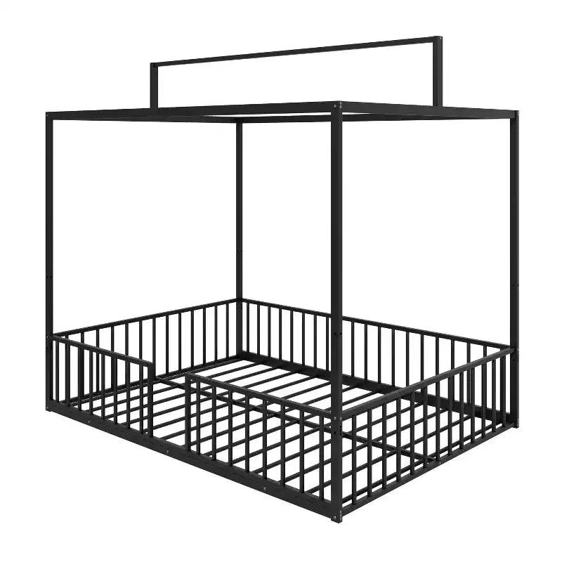 Letto per bambini 3-in-1 Moderno Minimalista con Telaio a Baldacchino e Doghe in Metallo, Misura Singola e Doppia