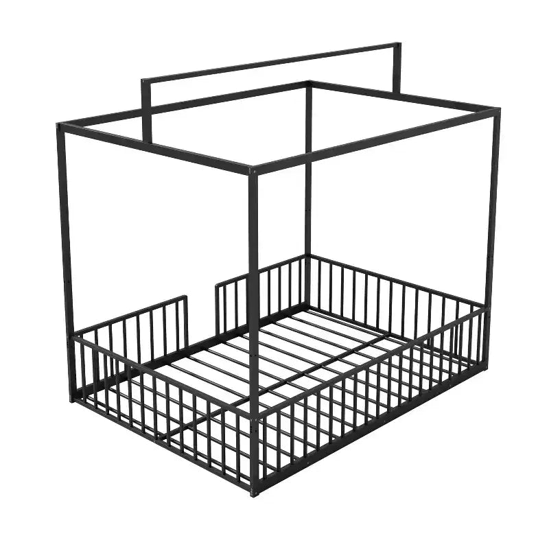 Letto per bambini 3-in-1 Moderno Minimalista con Telaio a Baldacchino e Doghe in Metallo, Misura Singola e Doppia