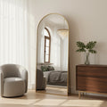58 Inch Arched Full Length Mirror Gold Floor Mirror with Stand Freestanding Wall Mounted Bedroom Dressing Room Mirror