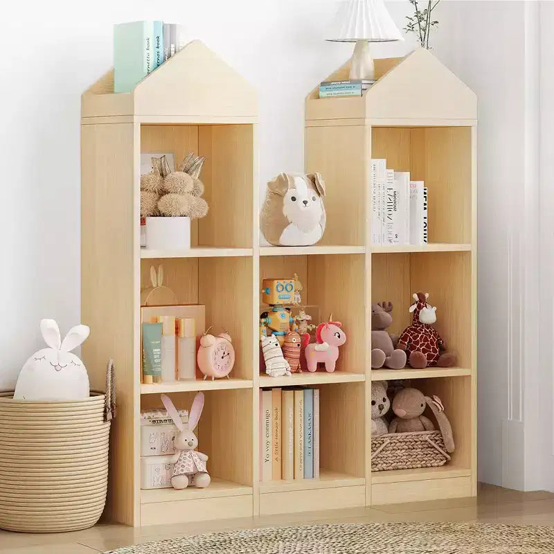 Libreria per bambini a 8 scomparti a forma di castello, contenitore per giocattoli e angolo lettura per la sala giochi