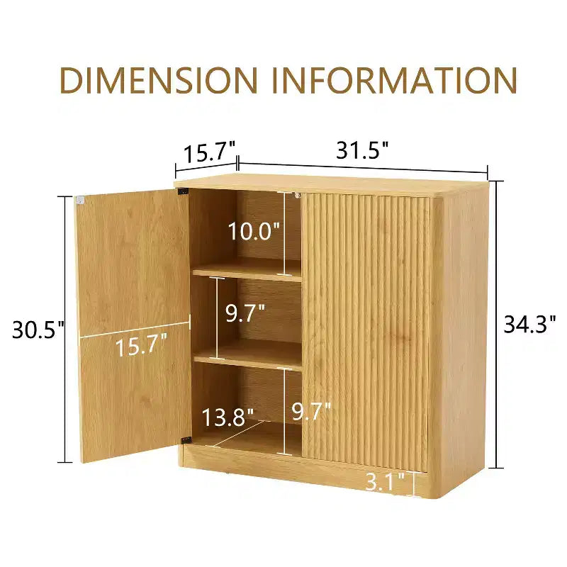 Credenza moderna con design a flauto ondulato e 2 o 4 ante per sala da pranzo o cucina