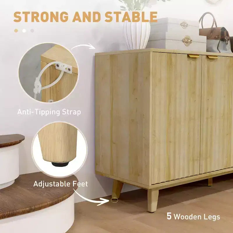 Credenza moderna con design a flauto ondulato e 2 o 4 ante per sala da pranzo o cucina