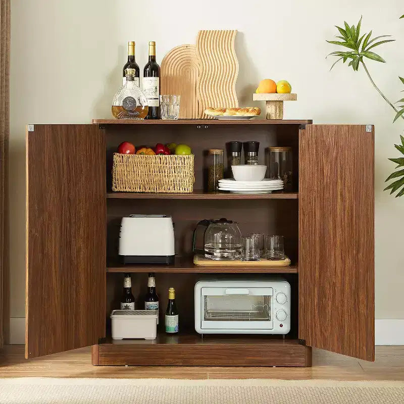 Credenza moderna con design a flauto ondulato e 2 o 4 ante per sala da pranzo o cucina