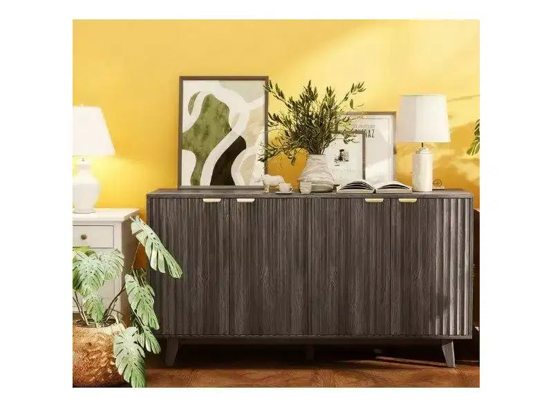 Credenza moderna con design a flauto ondulato e 2 o 4 ante per sala da pranzo o cucina