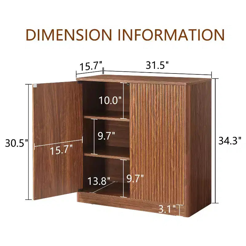Credenza moderna con design a flauto ondulato e 2 o 4 ante per sala da pranzo o cucina