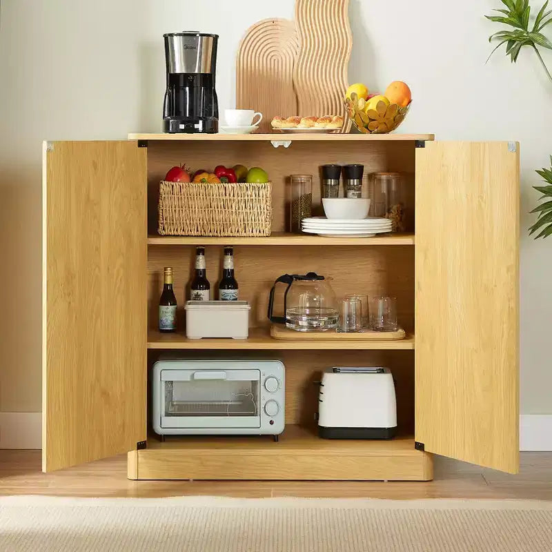 Credenza moderna con design a flauto ondulato e 2 o 4 ante per sala da pranzo o cucina