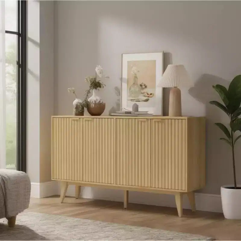 Credenza moderna con design a flauto ondulato e 2 o 4 ante per sala da pranzo o cucina