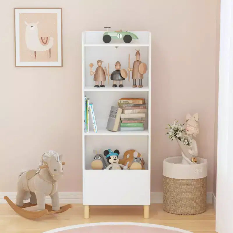 Scaffale a 4 ripiani per libri e giochi per bambini