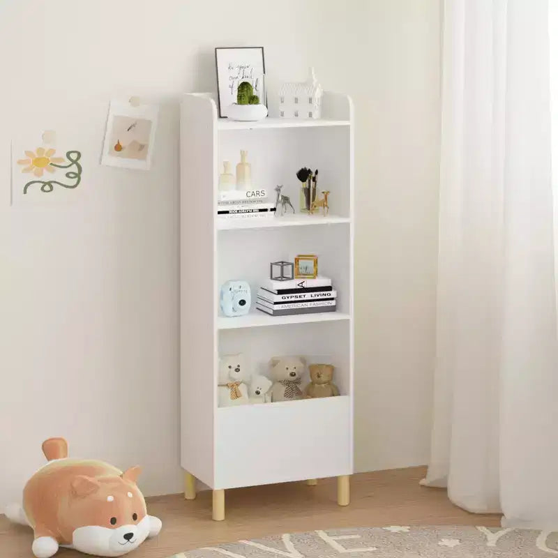 Scaffale a 4 ripiani per libri e giochi per bambini