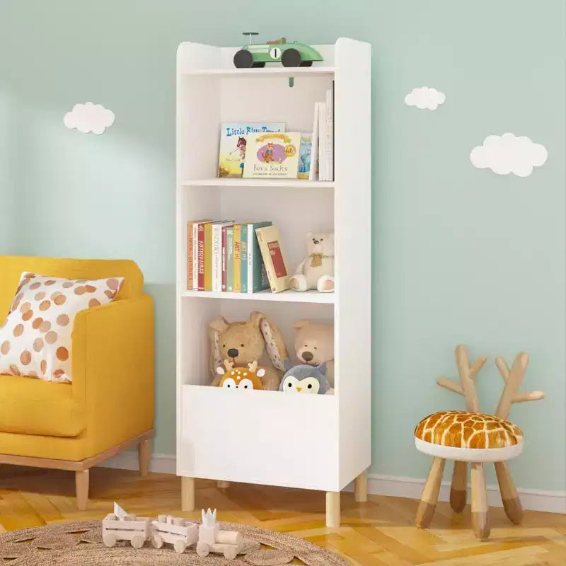 Scaffale a 4 ripiani per libri e giochi per bambini