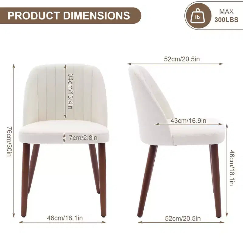 Set di 2 sedie da pranzo imbottite in tessuto di lino con gambe in legno