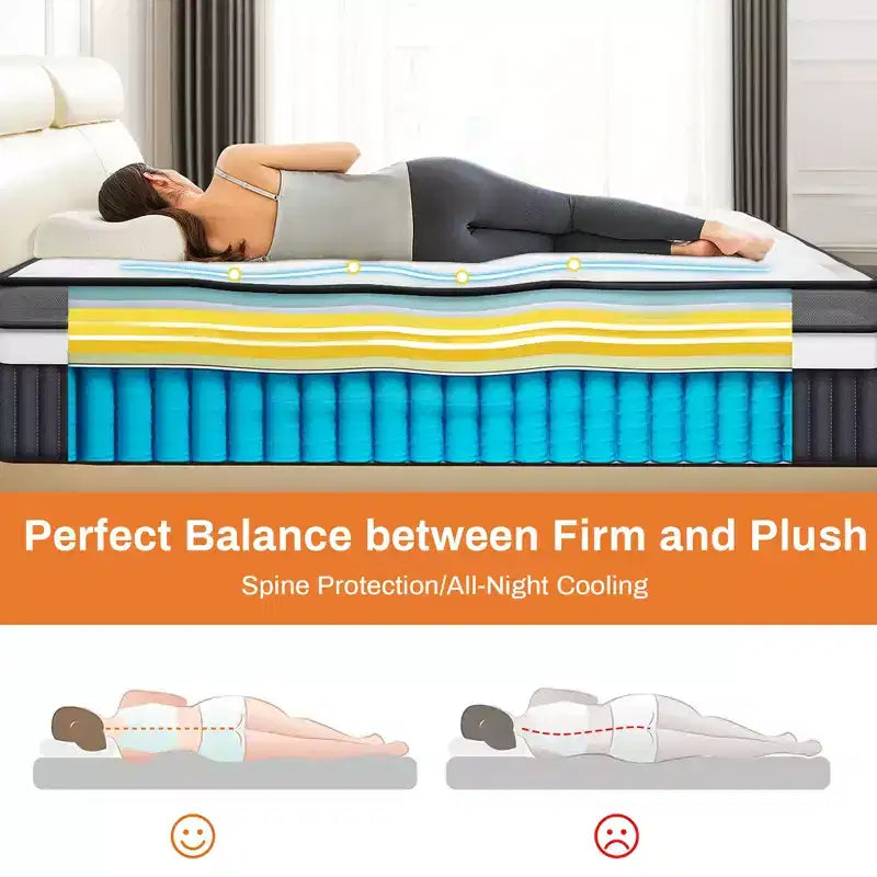 Materasso in Gel Memory Foam da 14 pollici King Size con Molle Insacchettate, Media Rigidità