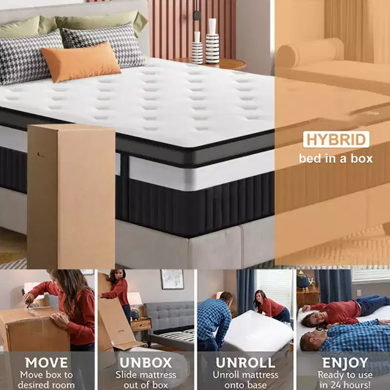 Materasso in Gel Memory Foam da 14 pollici King Size con Molle Insacchettate, Media Rigidità