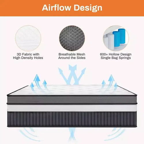 Materasso in Gel Memory Foam da 14 pollici King Size con Molle Insacchettate, Media Rigidità