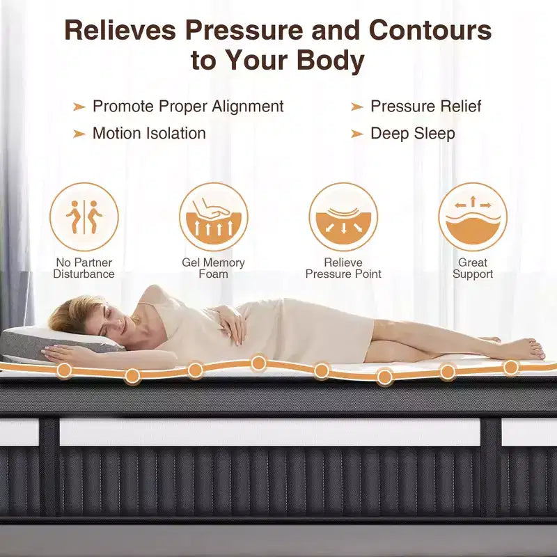 Materasso in Gel Memory Foam da 14 pollici King Size con Molle Insacchettate, Media Rigidità