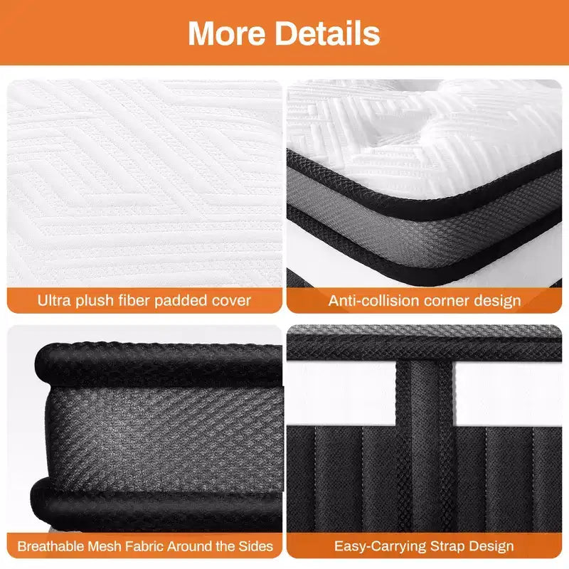 Materasso in Gel Memory Foam da 14 pollici King Size con Molle Insacchettate, Media Rigidità