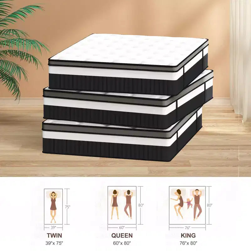 Materasso in Gel Memory Foam da 14 pollici King Size con Molle Insacchettate, Media Rigidità