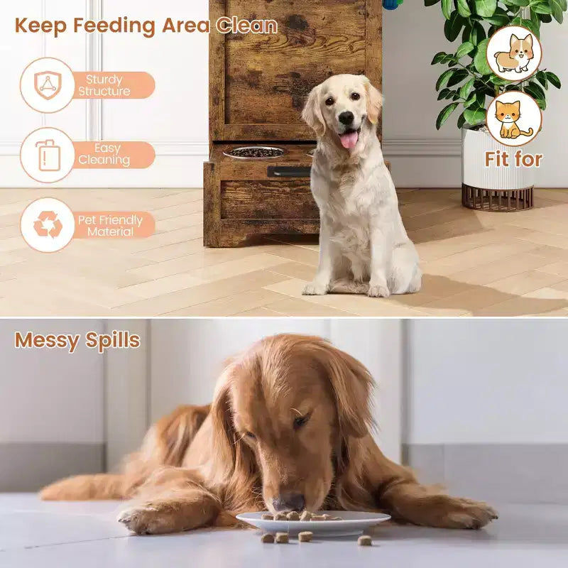 Mobile Contenitore per Cibo per Cani con Ciotola Estraibile e Ganci Laterali