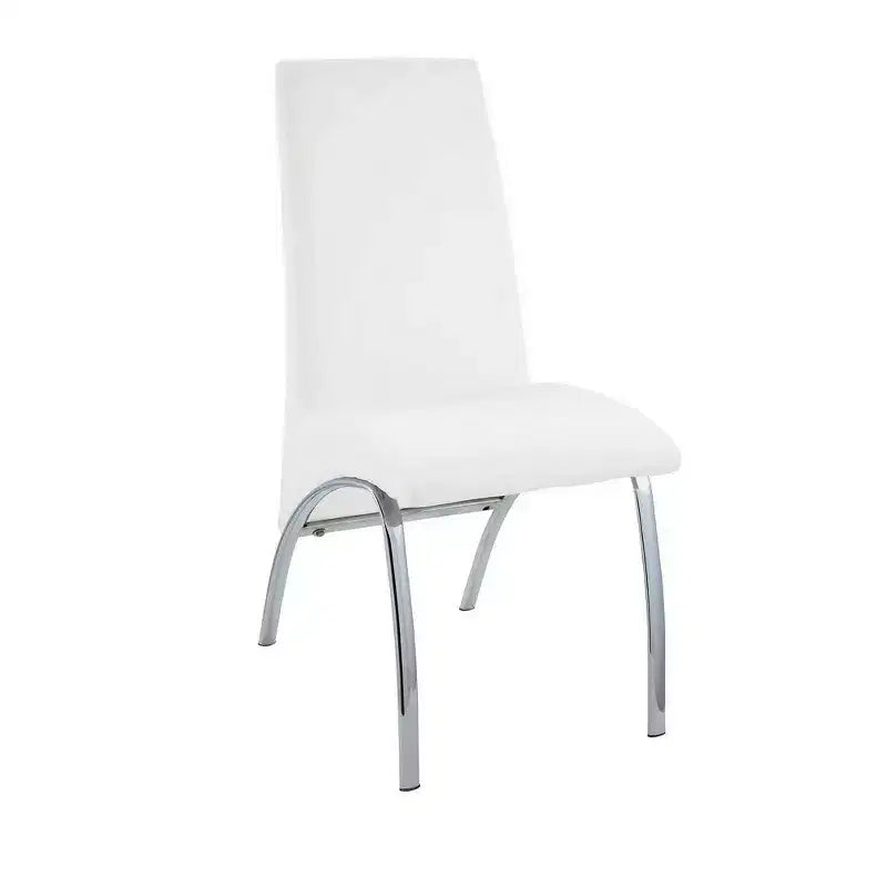 Set di 2 sedie laterali in metallo rivestite in poliuretano, bianco e argento