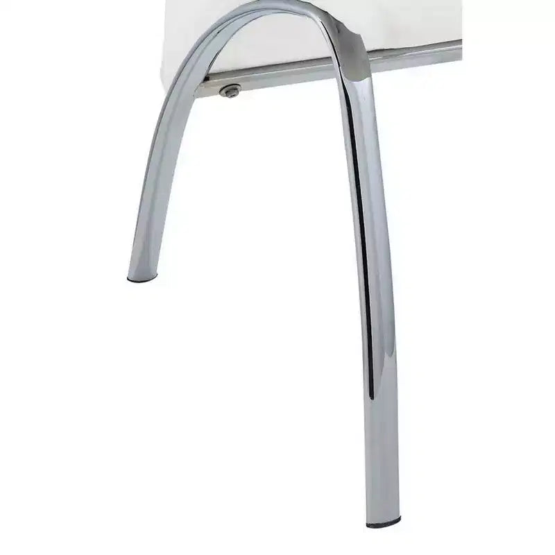 Set di 2 sedie laterali in metallo rivestite in poliuretano, bianco e argento