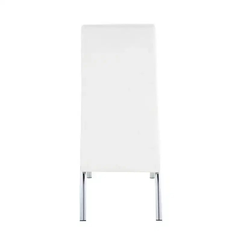 Set di 2 sedie laterali in metallo rivestite in poliuretano, bianco e argento