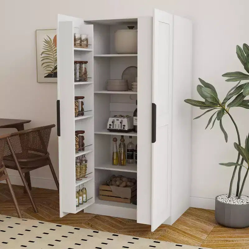 Dispensa da Cucina Autoportante da 63 Pollici con Ante e Ripiani