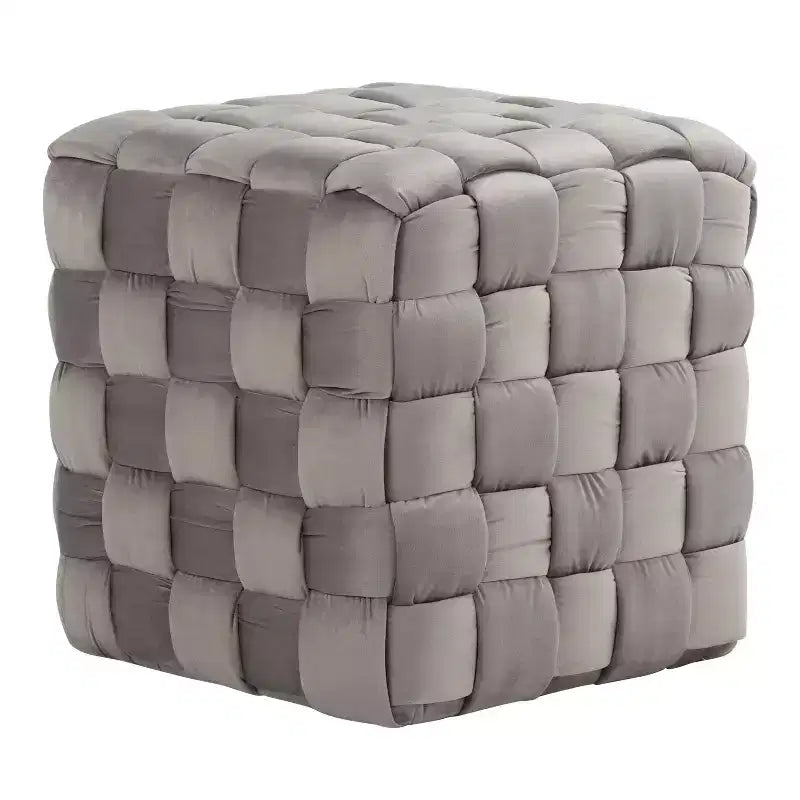 Pouf ottomano quadrato in velluto intrecciato da 16"