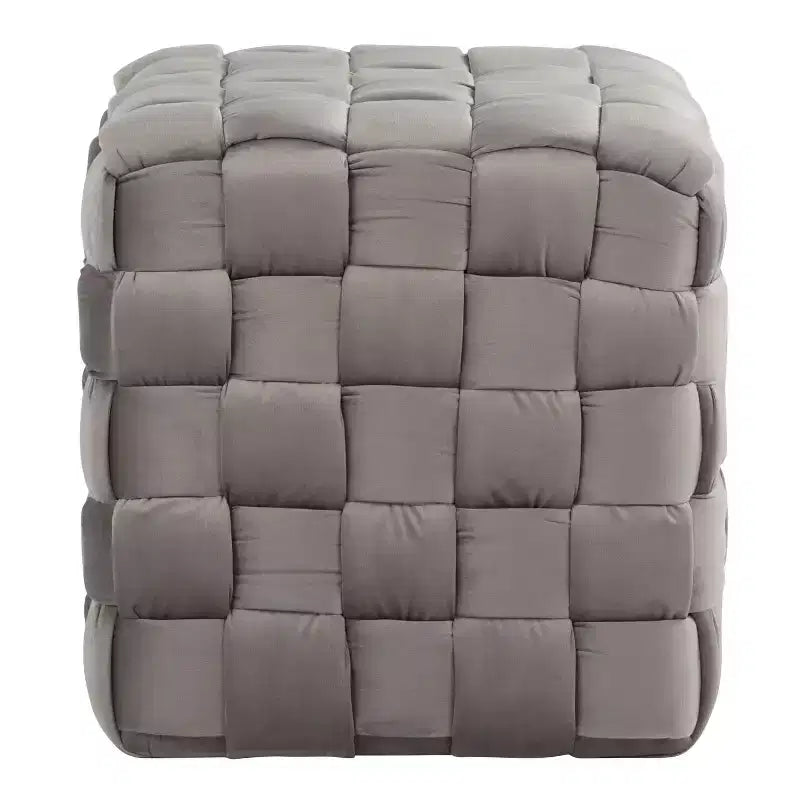 Pouf ottomano quadrato in velluto intrecciato da 16"