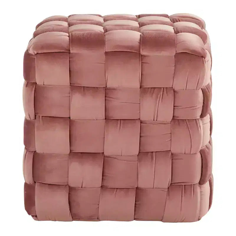Pouf ottomano quadrato in velluto intrecciato da 16"