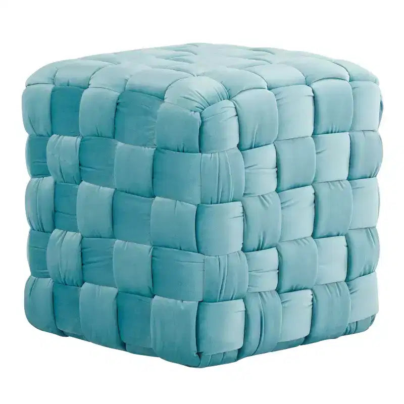 Pouf ottomano quadrato in velluto intrecciato da 16"